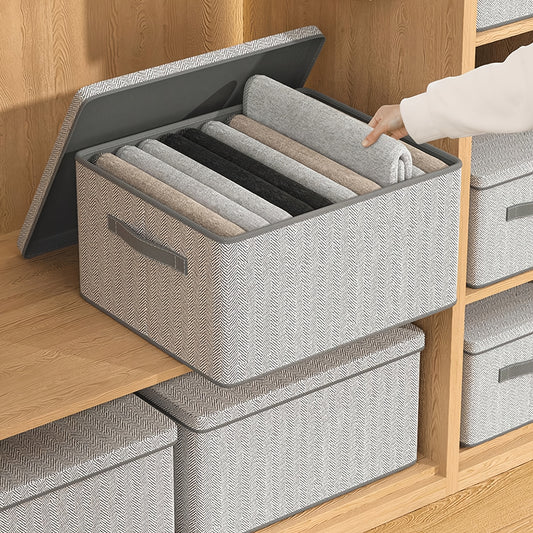 Foldable Storage Box with Lid Dust Proof Organizer for Clothes and Bedding