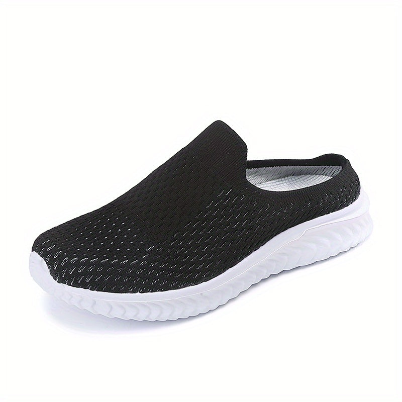 Women's Knit Mule Sneakers Slip On Flats Non Slip Outdoor Shoes