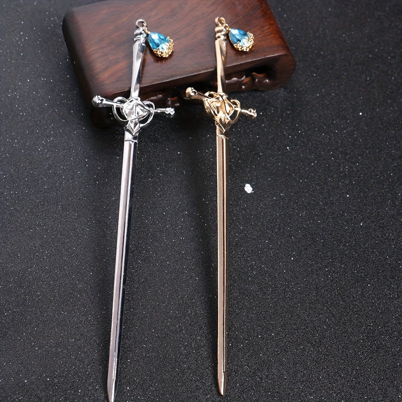 Chinese Style Crystal Sword Hairpin Metal Hair Accessories