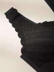Scallop Trim Wireless Bra Wide Straps Lingerie