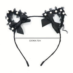 Lace Animal Ears Hair Band Ribbon Bow Cat Ears Decor Headband