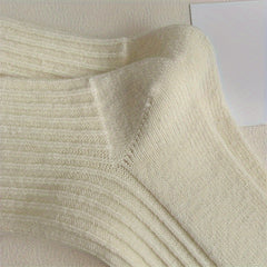 5 Pairs Solid Socks Comfy & Soft Women's Stockings