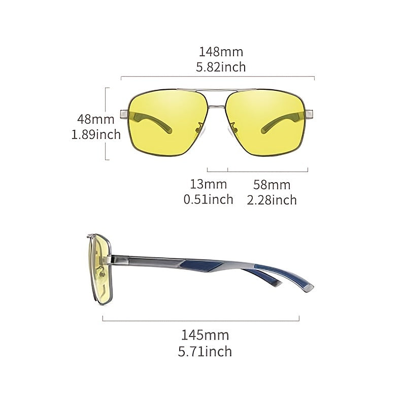 HD Polarized Men's Double Bridge Sunglasses Gray