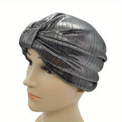 Glitter Solid Turban Cap Bowknot Head Wrap Chemo Hats