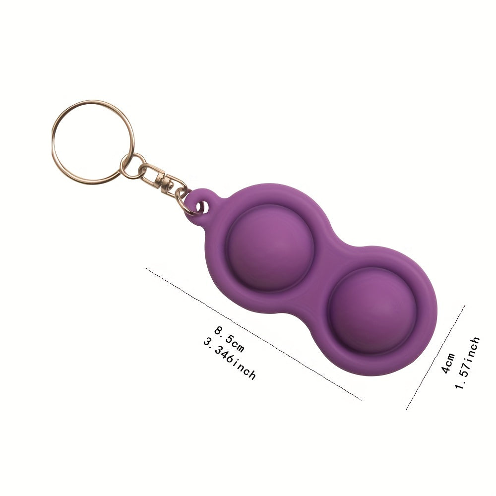 Silicone Keychain Hand Squeeze Pinch Lock Grip Sensory Double Circle Toy