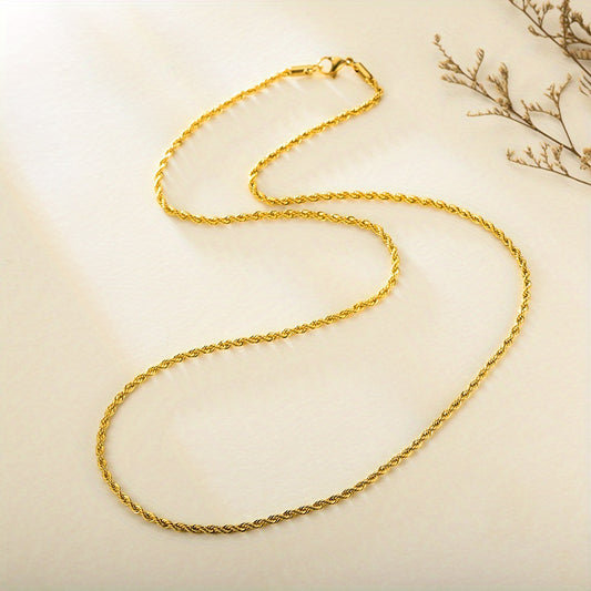 Stainless Steel Twist Chain Necklace for Men & Women