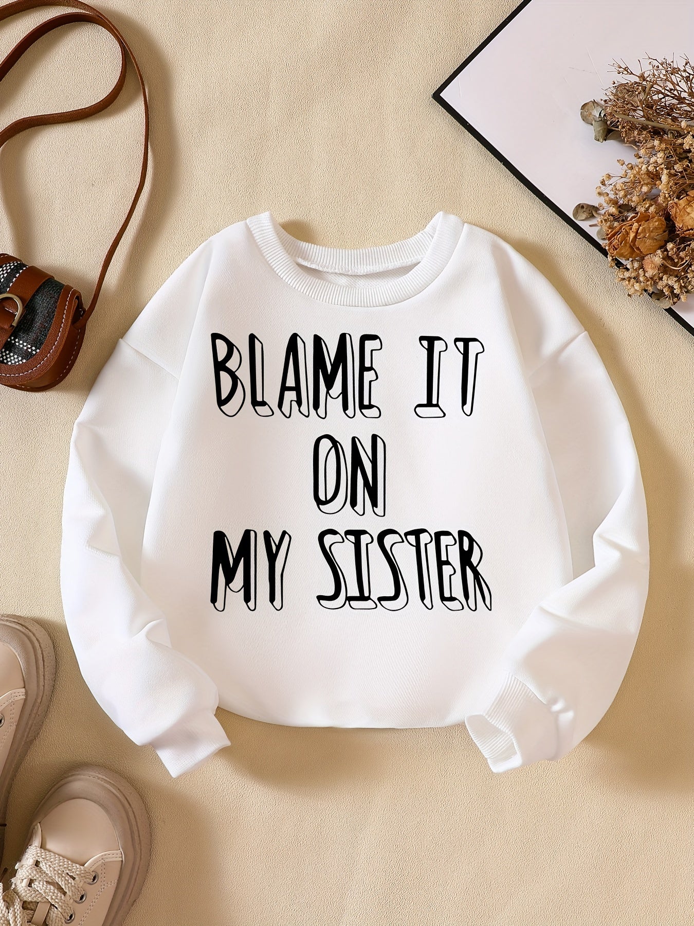 Funny SISTER Letter Print Boys Sweatshirt Long Sleeve Crew Neck Tops