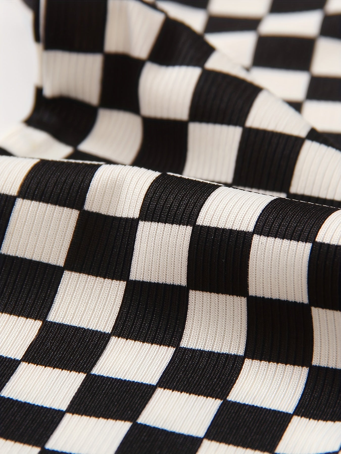 Girls Checkerboard Print Flare Leg Pants High Elastic Waist Long Trousers