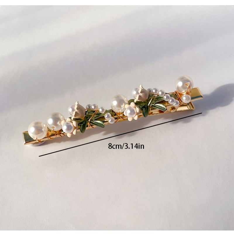 Vintage Lily Orchid Hair Claw Clip Golden Barrette Hair Accessories