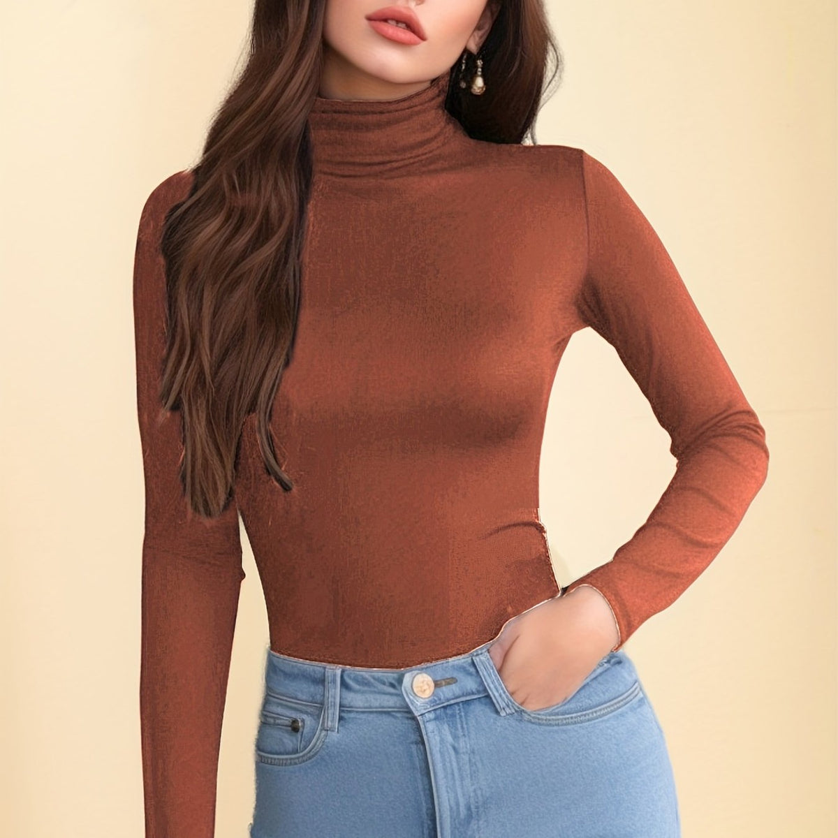 Turtleneck Thermal Underwear Slim Fit Top Women's Lingerie