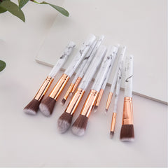 10pcs Marble Makeup Brush Kit - Great for Beginners