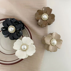4pcs Faux Pearl Flower Hair Claw - Female Hair Clip