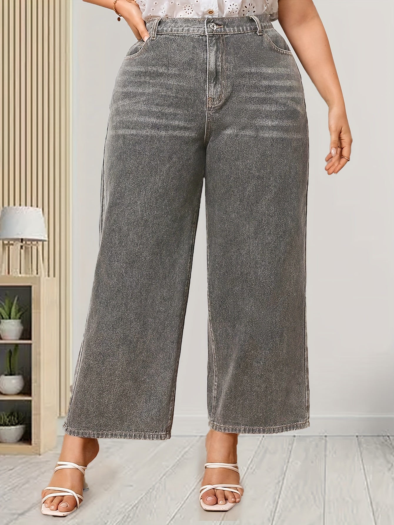  High Rise Wide Leg Jeans