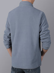 Men's Grey Casual Stand Collar Jacket