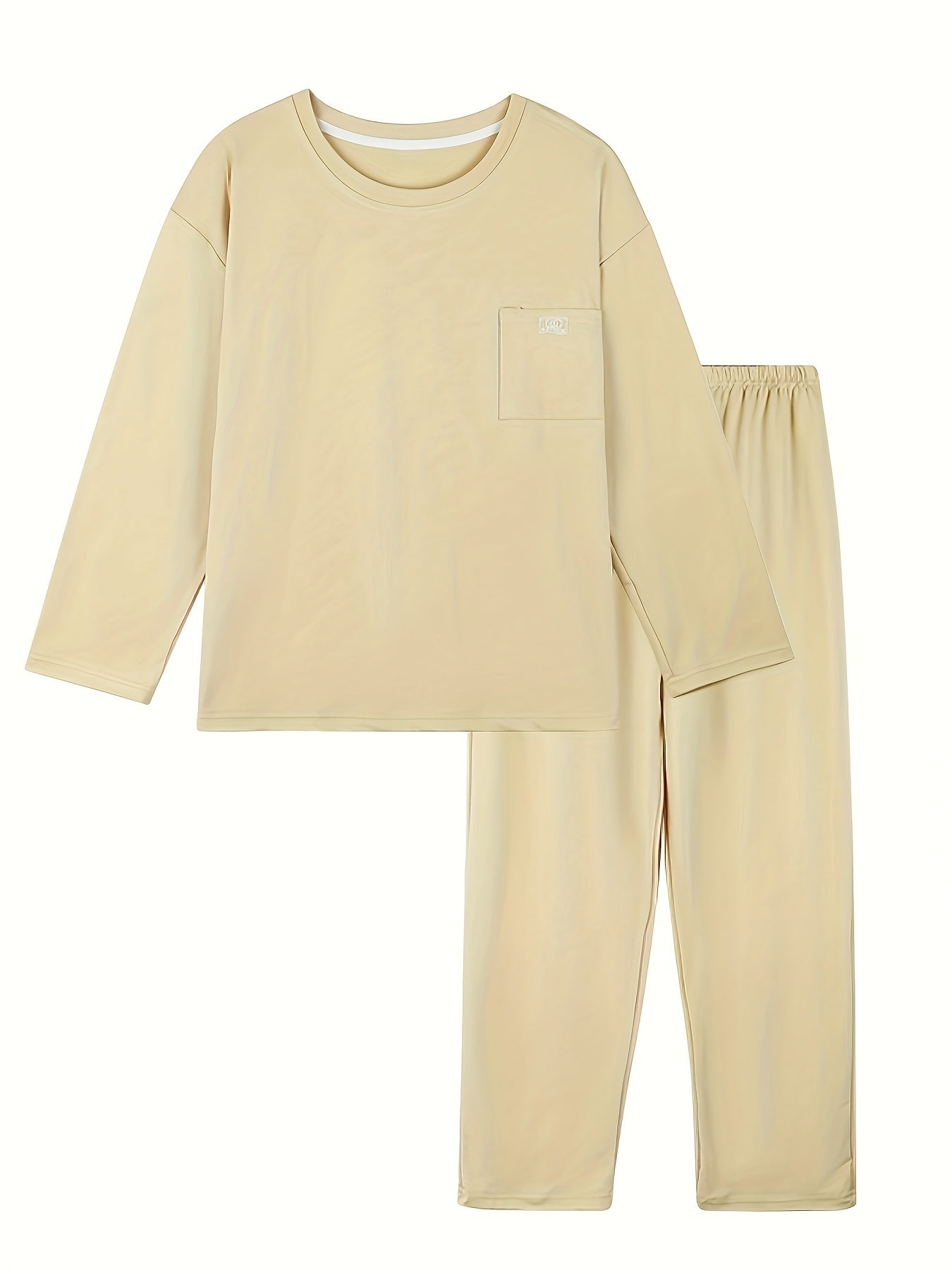 Long Sleeve Crew Neck Top & Elastic Waistband Pants Lounge Set