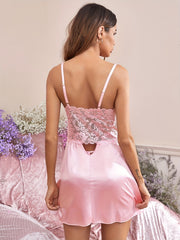 Lace Slip Nightdress Sexy V Backless Sleep Dress Women's Sleepwear