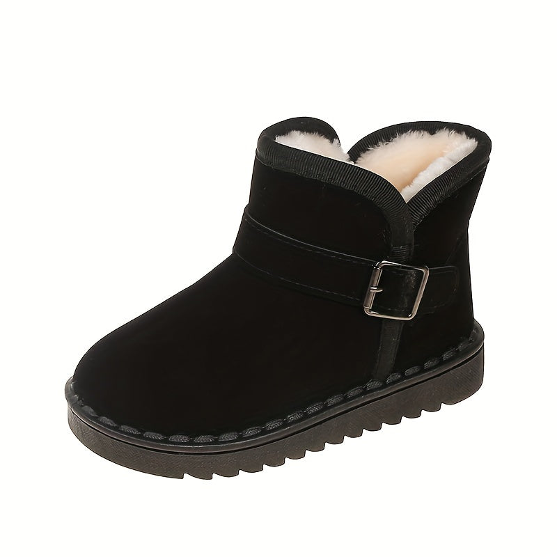 Girls' Cozy Slip-On Snow Boots with Fleece Lining