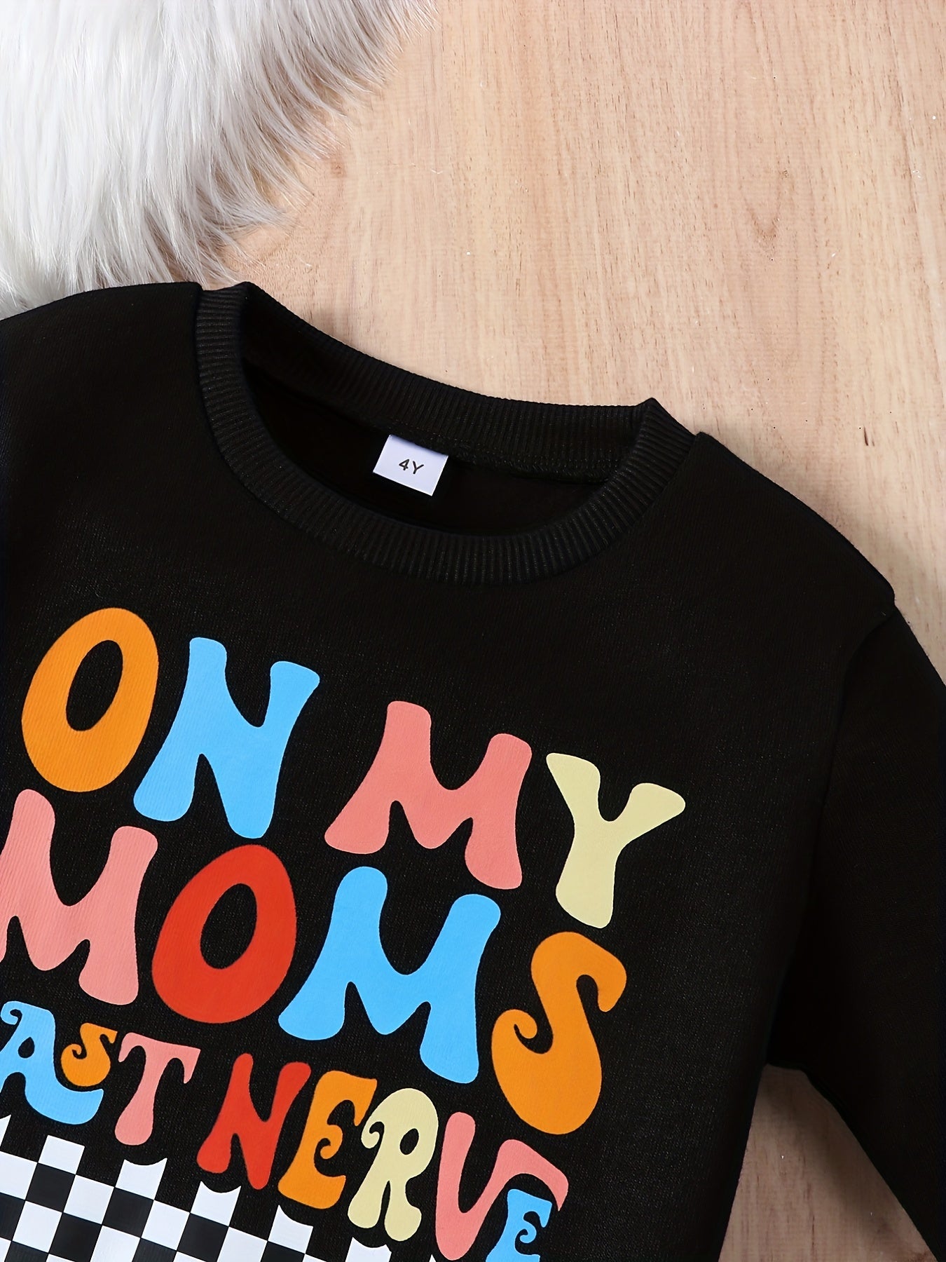 Checkerboard Pattern Kid's Thermal Sweatshirt