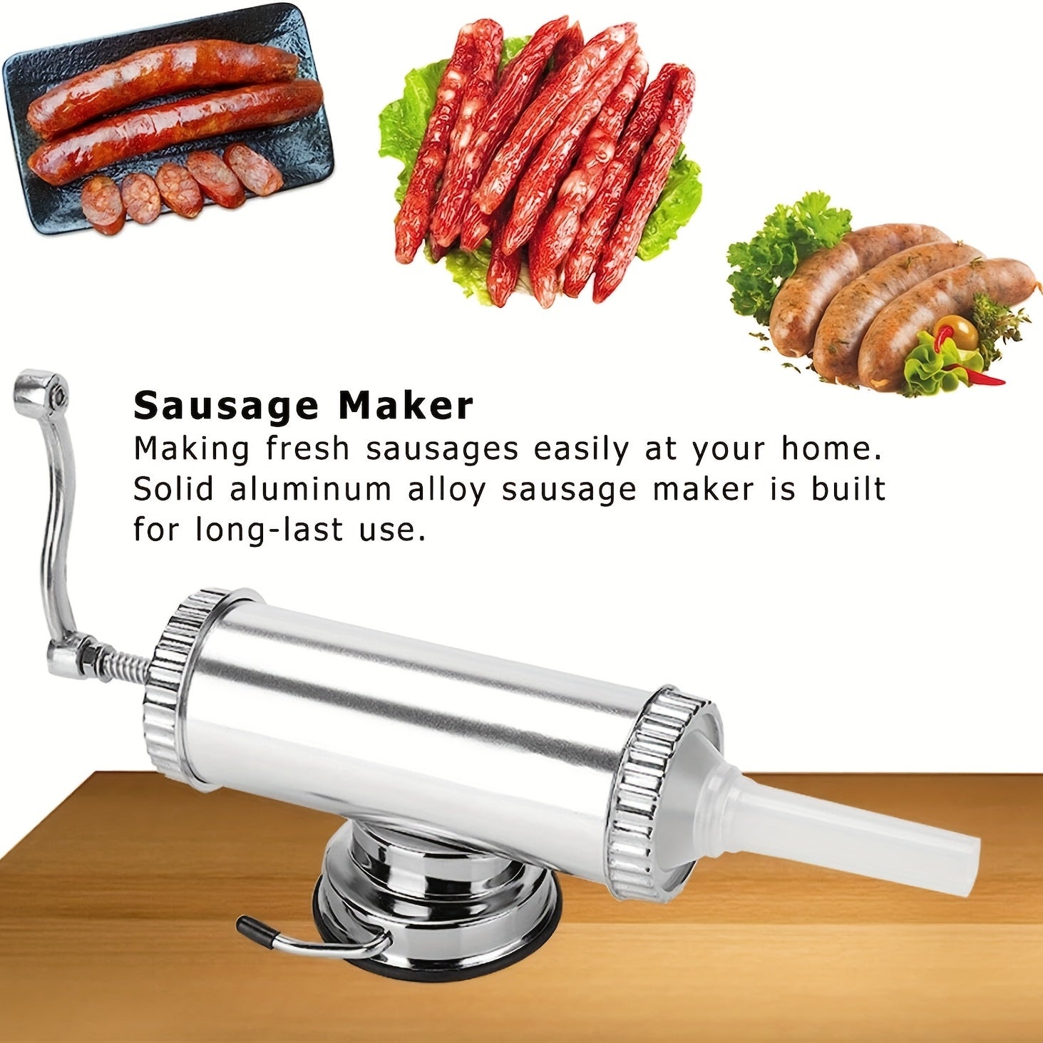 3LB Aluminum Meat Sausage Stuffer Kit Homemade Salami Machine
