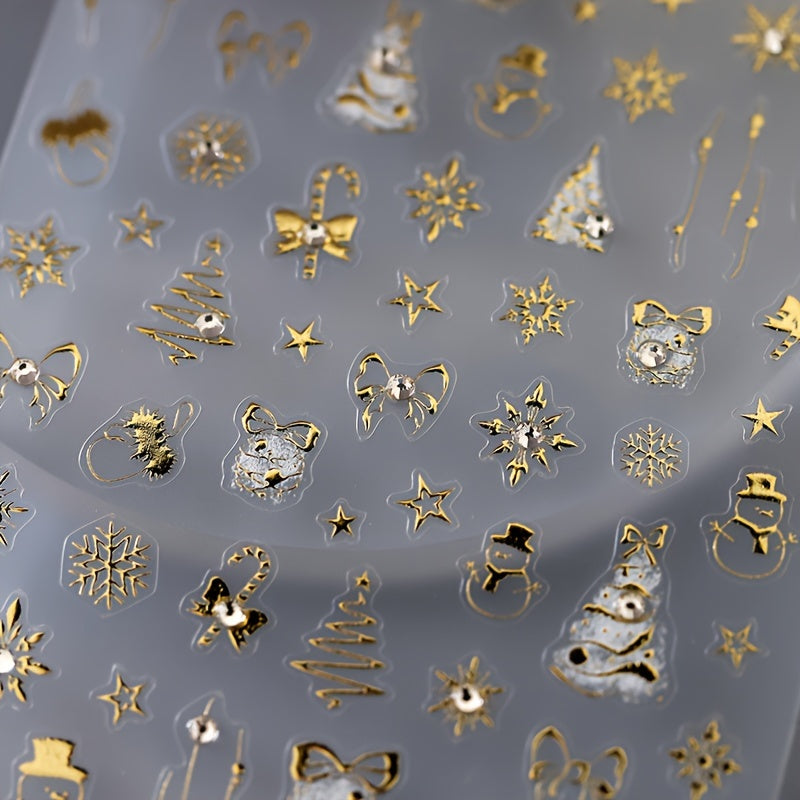 Glittery Golden Christmas Nail Art Stickers
