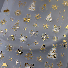 Glittery Golden Christmas Nail Art Stickers