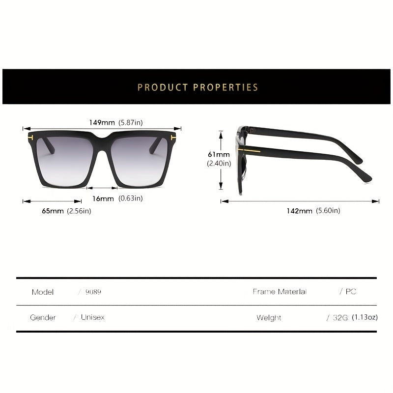 Oversized Square Sunglasses Casual Gradient UV400