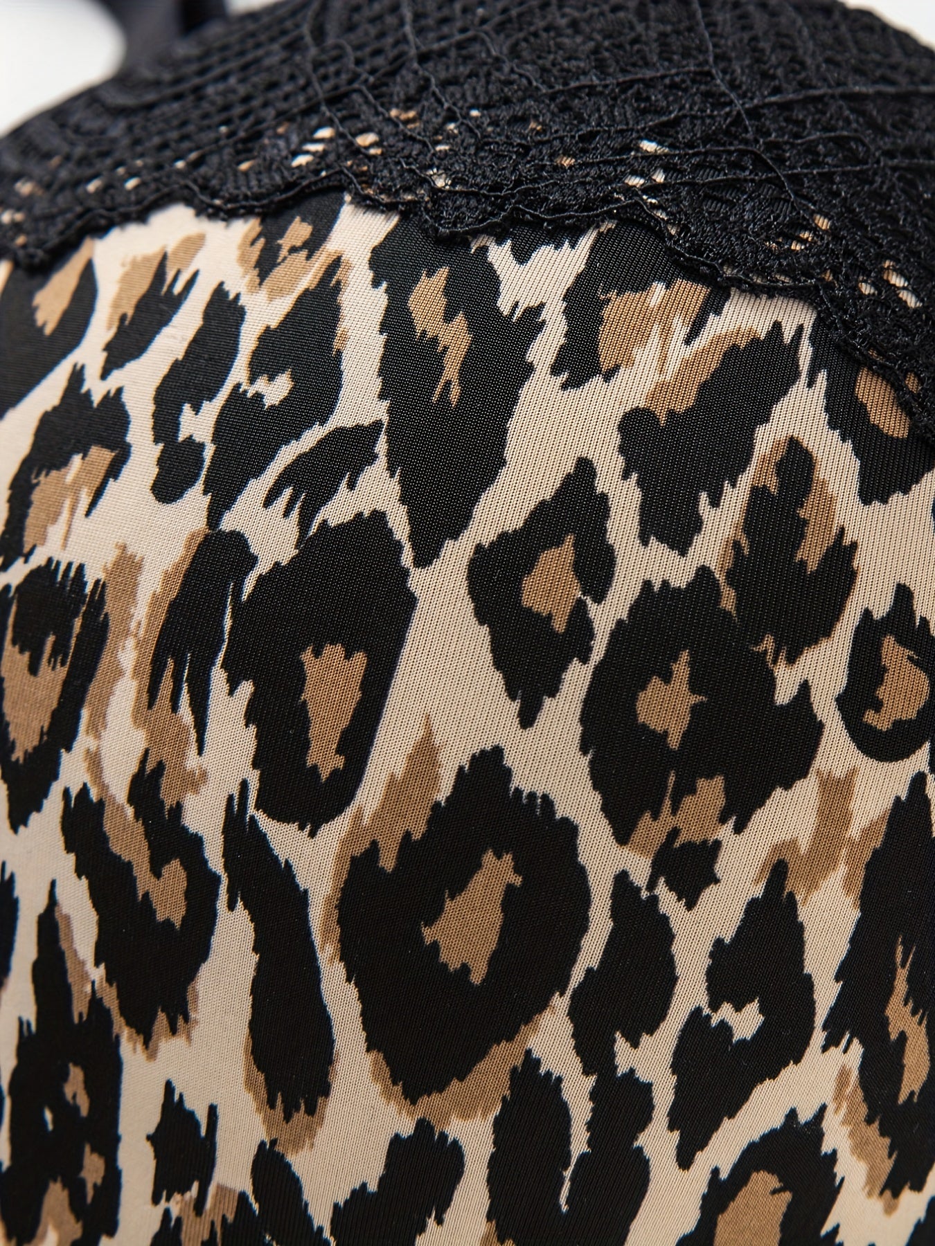  Leopard Print Lace High Stretch Rhinestone Bra