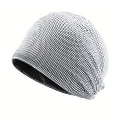Plaid Hollow Beanie Elastic Lightweight Skull Cap For Women