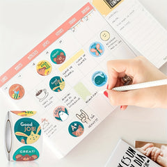 Red Flower Reward Stickers for Students - Set of 100