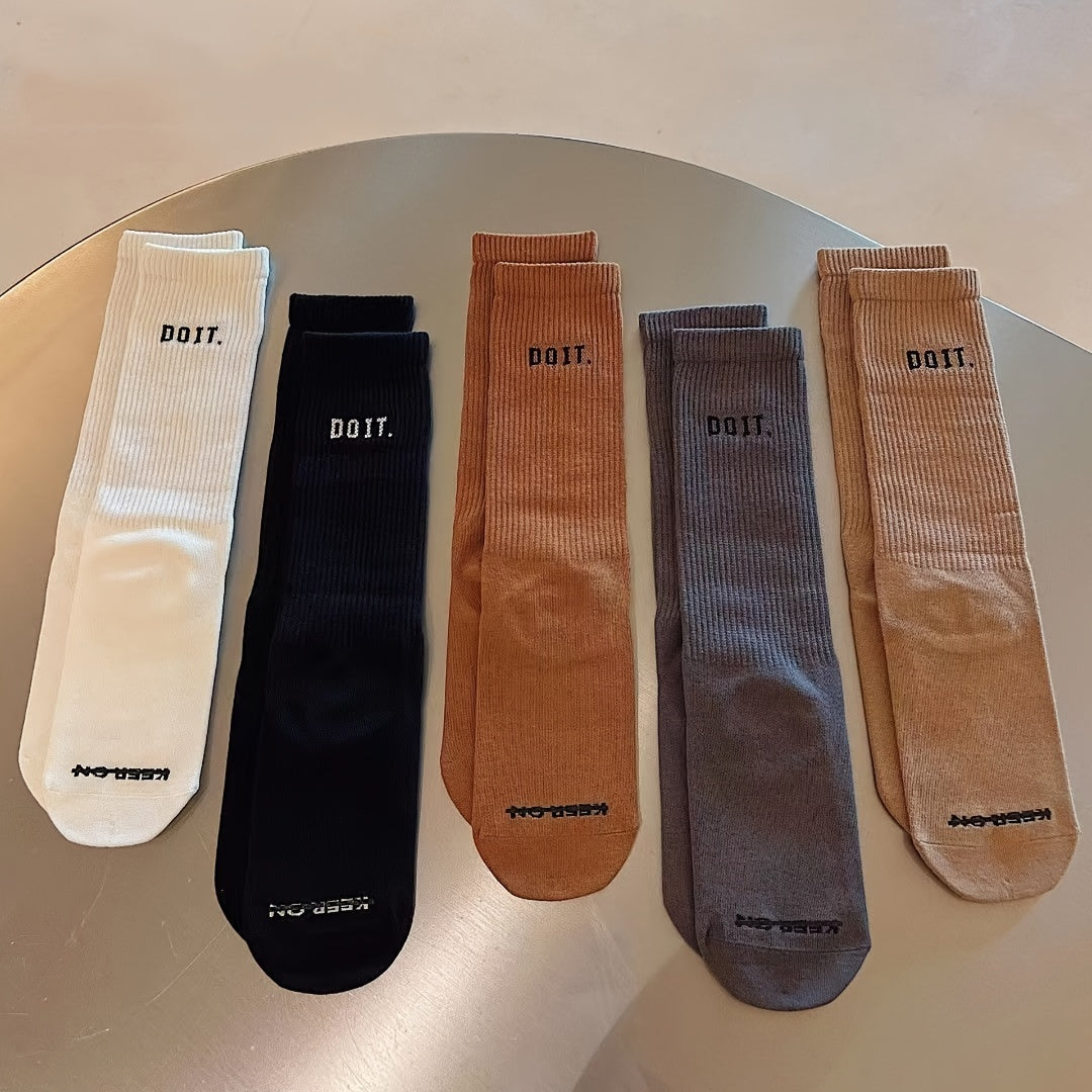 5 Pairs Letter Print Socks Women's Sports Stockings