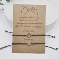 Alloy Couple Wax Wire Bracelets Sun Moon Bracelets