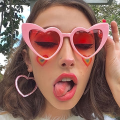 Heart Sunglasses Women Vintage Cat Eye Style Glasses