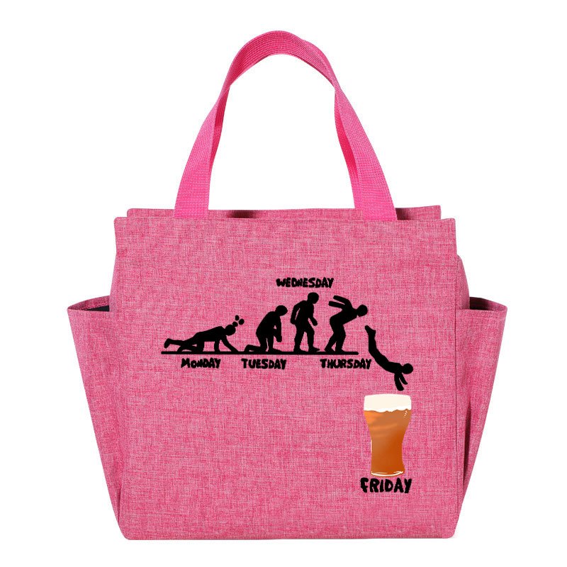 Cheering Friday Beer Insulated Lunch Bag Canvas Cooler Tote for Office School