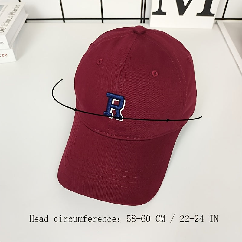 Men's R Letter Embroidery Baseball Cap Sun Hat Casual Style Hat