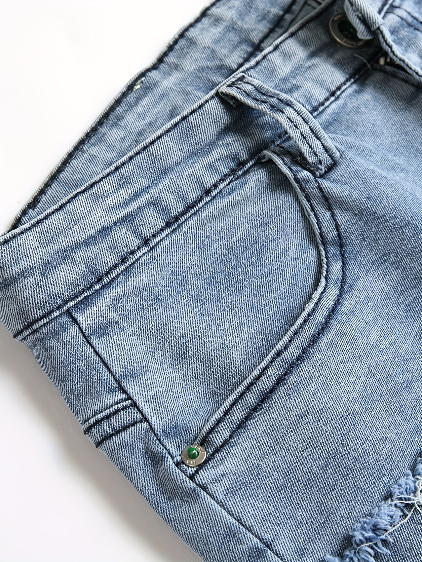 Retro Style Ripped Straight Denim Jeans With Pockets