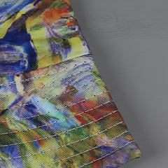 Tie Dye Reversible Bucket Hat Yellow & Vintage Oil Painting Print Fisherman Cap