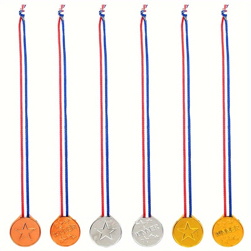 1pc Golden Plastic Medals With Ribbon Belt for Sports Party Awards