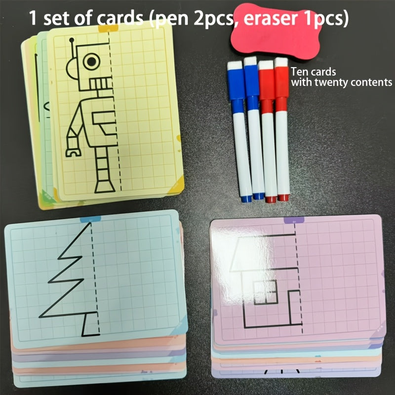 Cartoon Grid Symmetrical Drawing Graphics for Kids