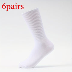 6 Pairs Cotton Mid-Calf Socks for Men and Women