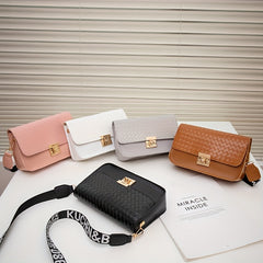 Square Crossbody Bag PU Leather Textured Bag Purse Classic Shoulder Bag