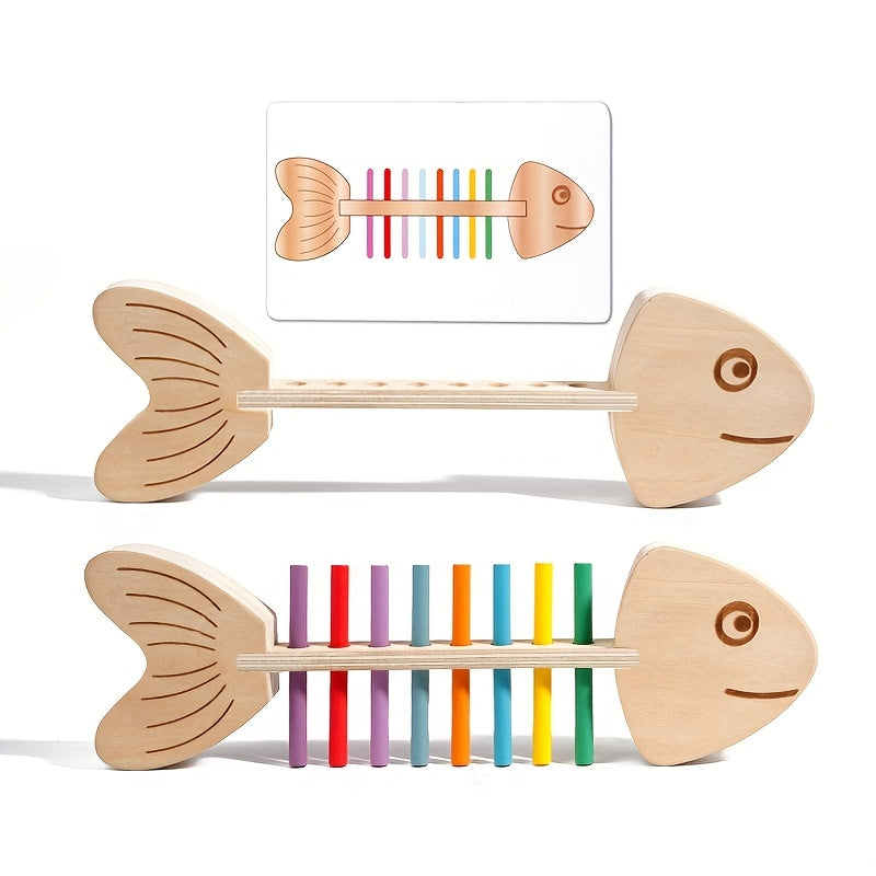 Wooden Fish Bone Sorting Toy Educational Game