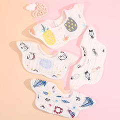 2pcs Cotton Baby Bibs Petal Absorbent Newborn Burp Cloths Bandana Scarf