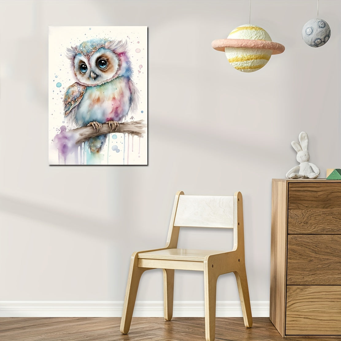 Modern Watercolor Art Baby Owl Wall Sticker Kids Room Decor