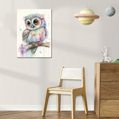 Modern Watercolor Art Baby Owl Wall Sticker Kids Room Decor