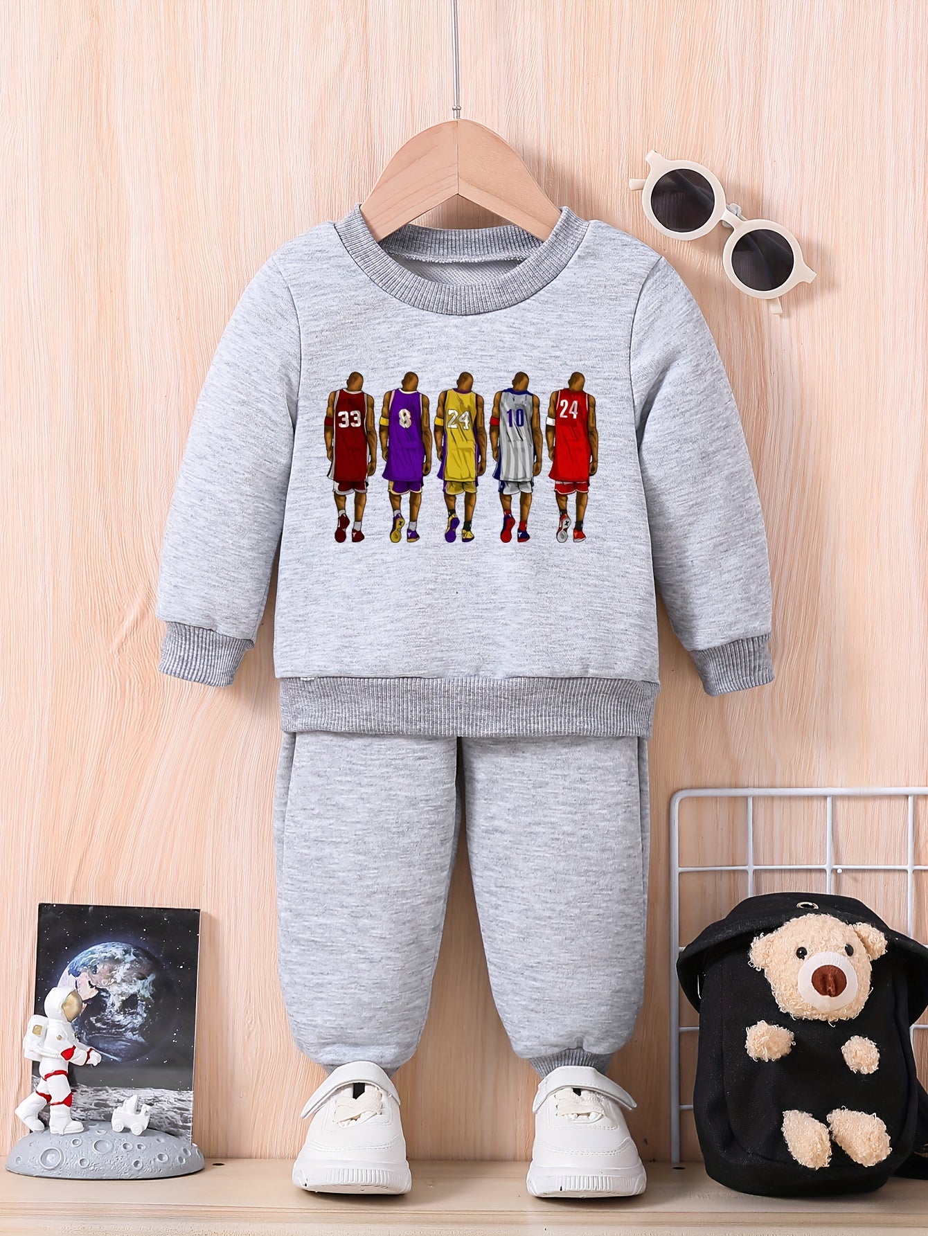 Baby Basketball Players Team Outfit Long Sleeve Sweatshirt Trousers Set