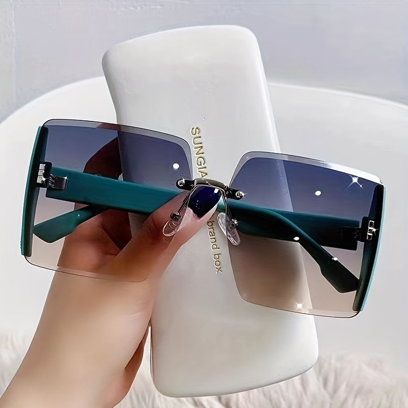 Oversized Rimless Sunglasses Gradient Glasses UV400