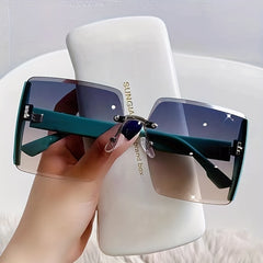 Oversized Rimless Sunglasses Gradient Glasses UV400