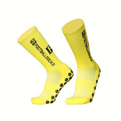 3 Pairs Men's Non Slip Football Socks With Gripper