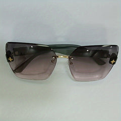 Large Rimless Sunglasses UV400 Sun Shades for Summer Beach Travel with Case