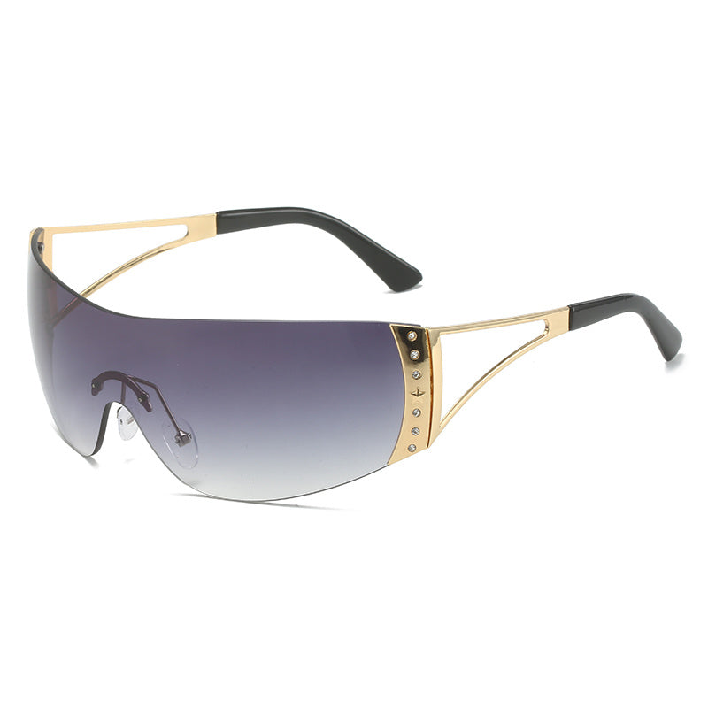 Frameless Y2K Sunglasses Sports Rhinestone Sunglasses